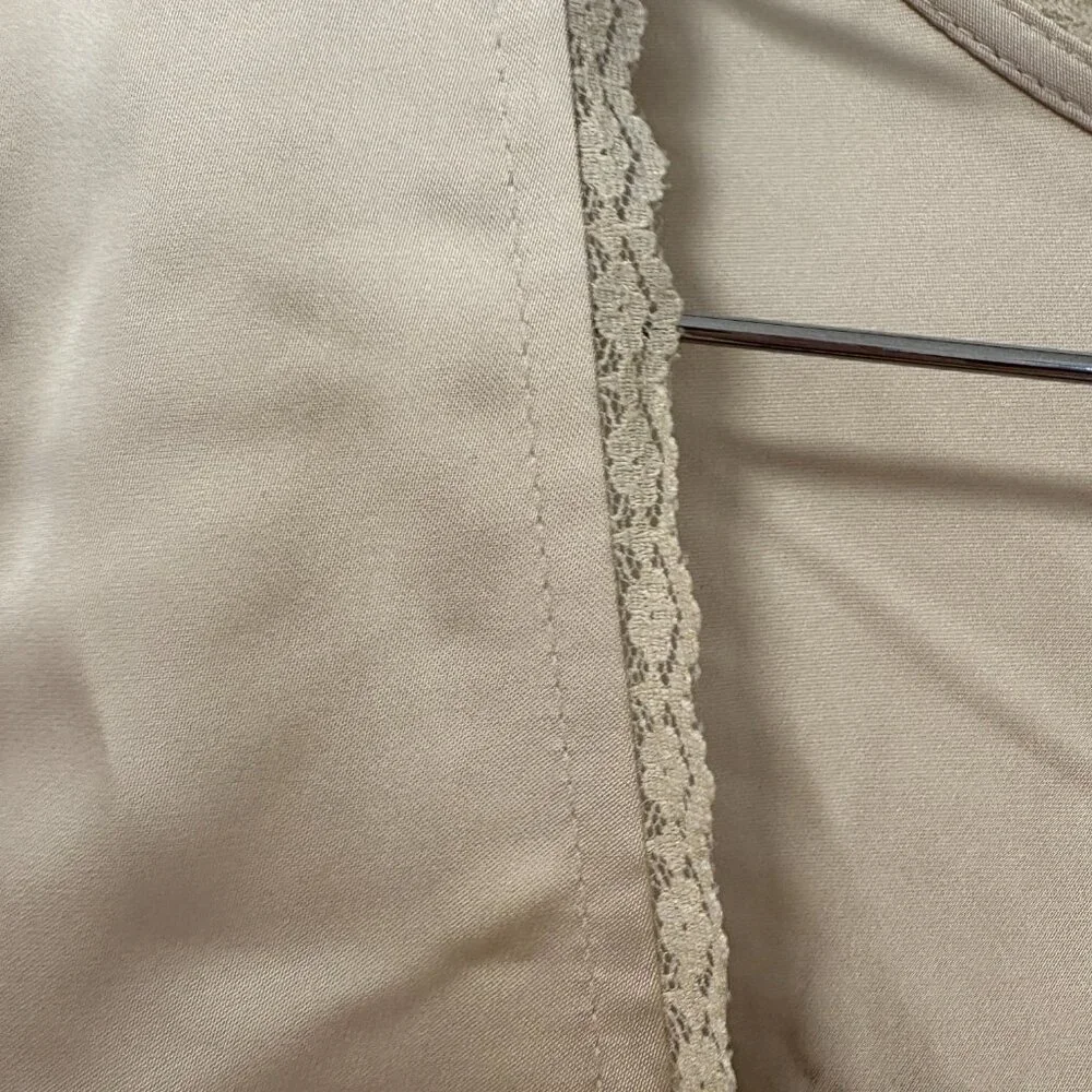 House of Harlow 1960 satiny long sleeve blouse cream crop lace bows Size L - Picture 5 of 12